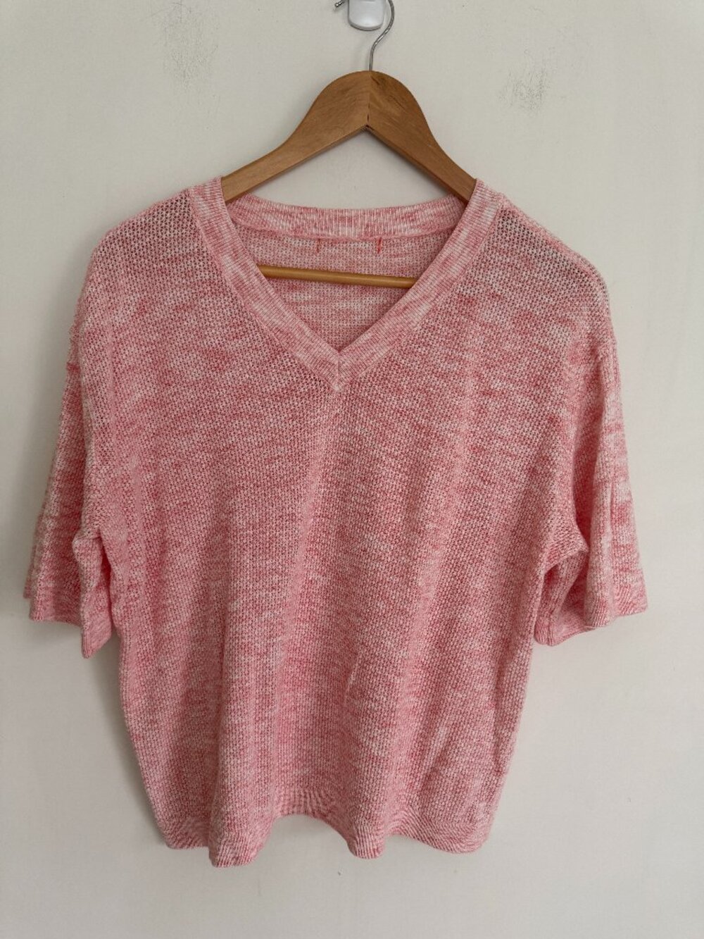 Unbranded Women Pink V Neck Short Sleeve Pullover Top Size M